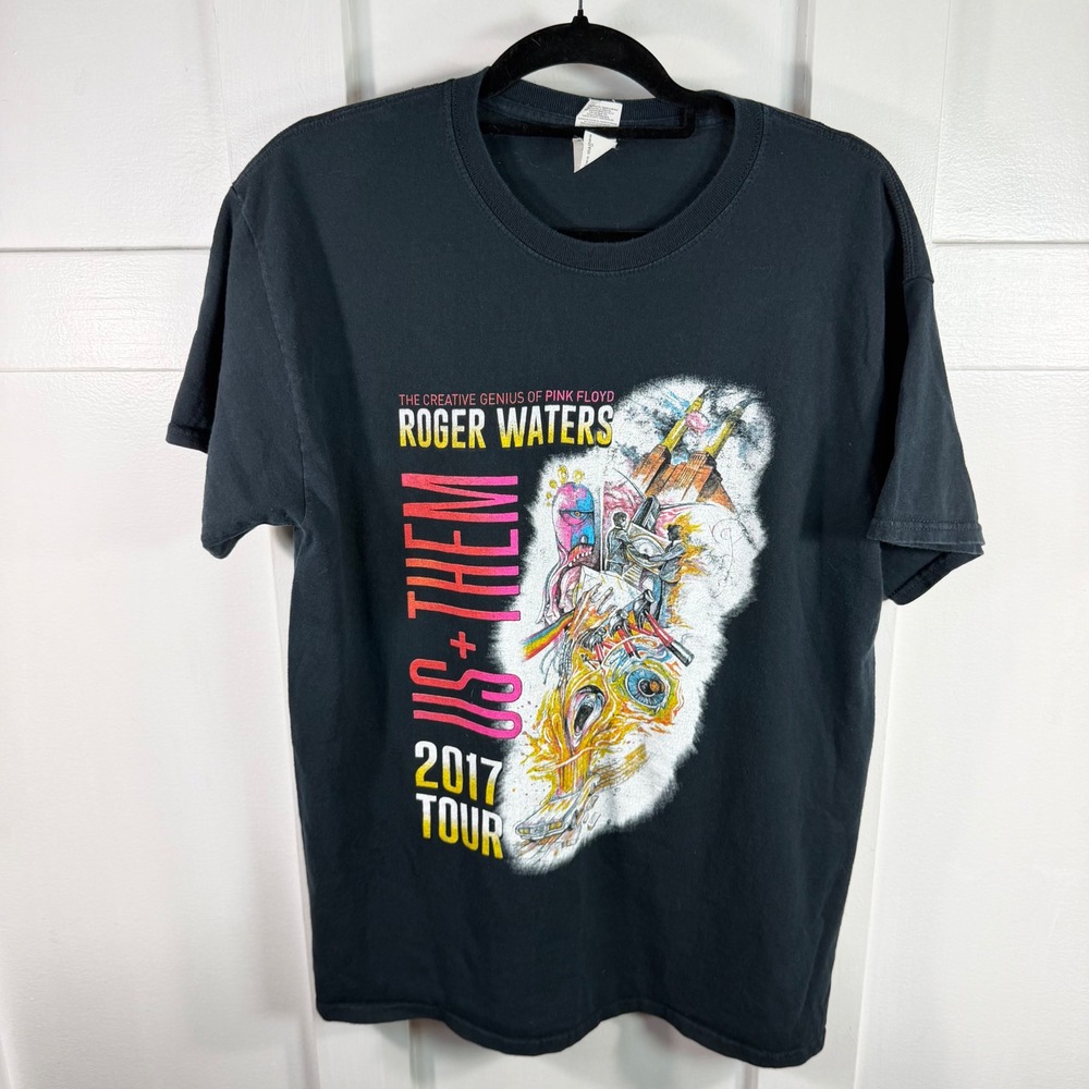 Roger Waters Us + Them 2017 Tour Shirt Pink Floyd Black Gildan Mens Large L